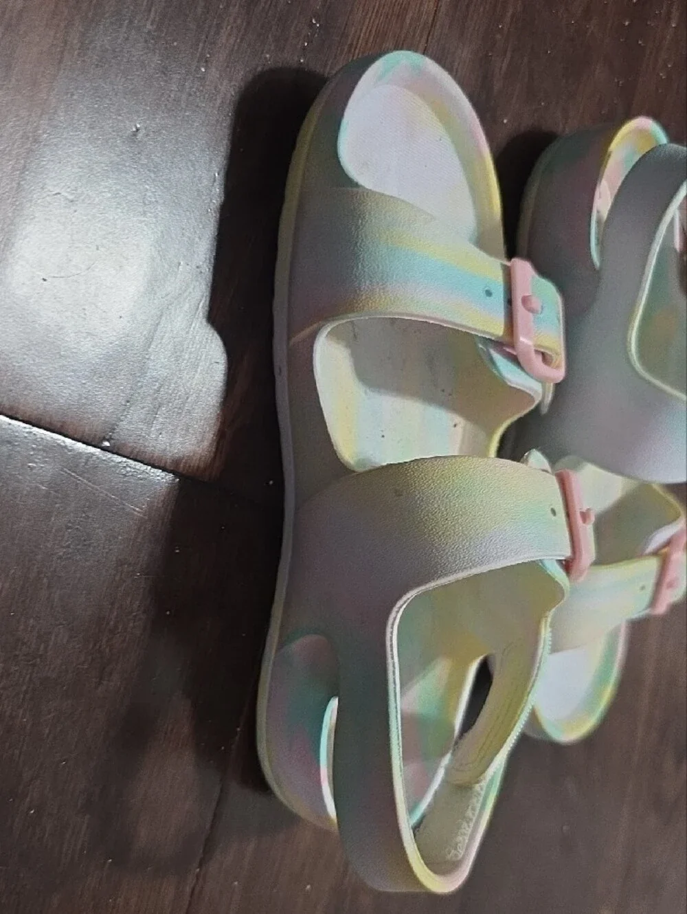 Cat & Jack Pastel Tie-Dye Sandals with Pink Buckles